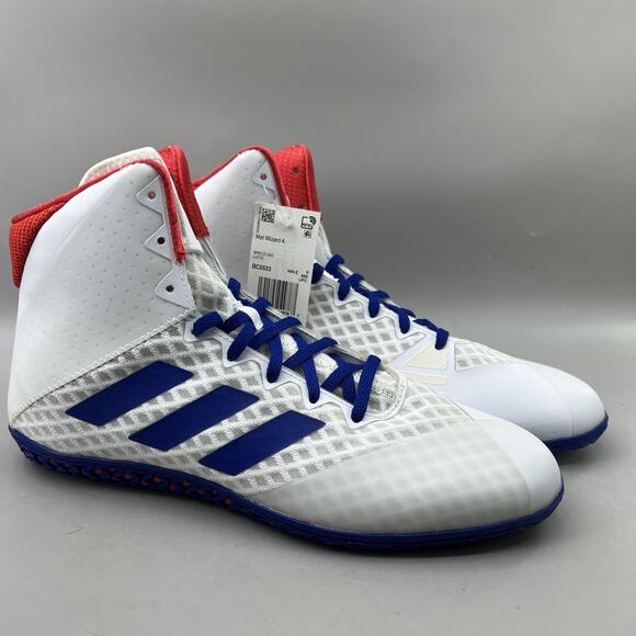 Adidas Mat Wizard 4 Wrestling Shoes Men Size 9.5 White Blue High Grip Sneakers main image 10